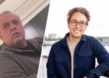 Frans Bauer en zijn zoon Christiaan tijdens een uitje, bekend van zijn humoristische pranks.