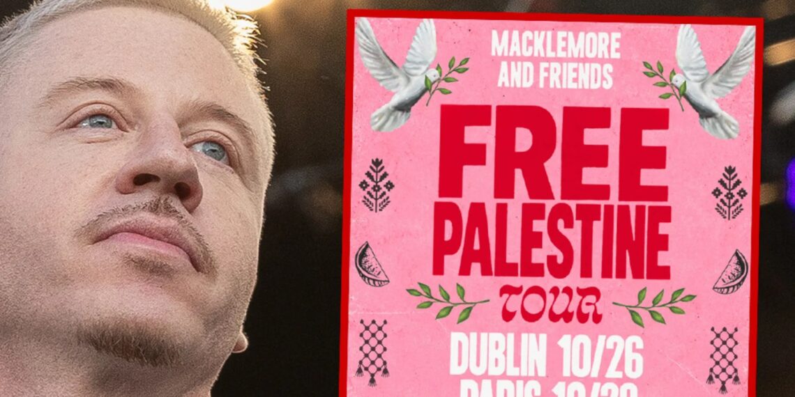 Macklemore tijdens zijn Free Palestine Tour aankondiging
