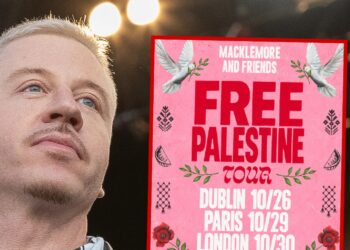 Macklemore tijdens zijn Free Palestine Tour aankondiging