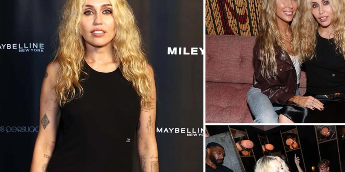 Miley Cyrus en haar moeder Tish op de album release party