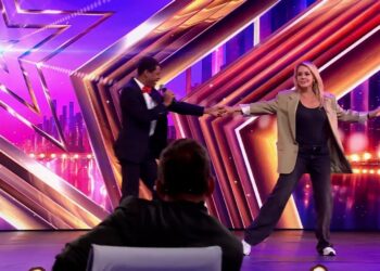 Remi en Chantal Janzen dansend op het podium van Got Talent