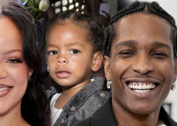 Rihanna en zoon Riot op het podium met A$AP Rocky in Kopenhagen
