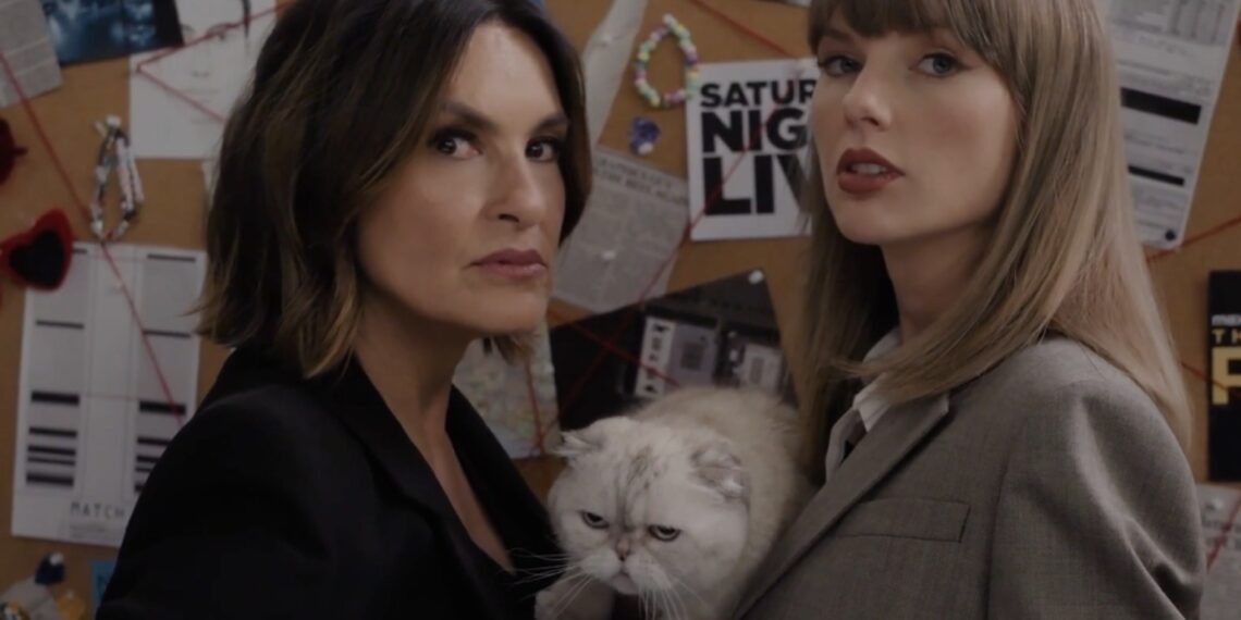 Taylor Swift in een schets van Law & Order: SVU tijdens de Emmys.
