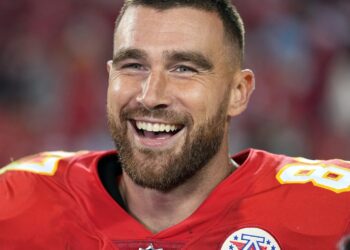 Travis Kelce en Taylor Swift op hun bruiloft